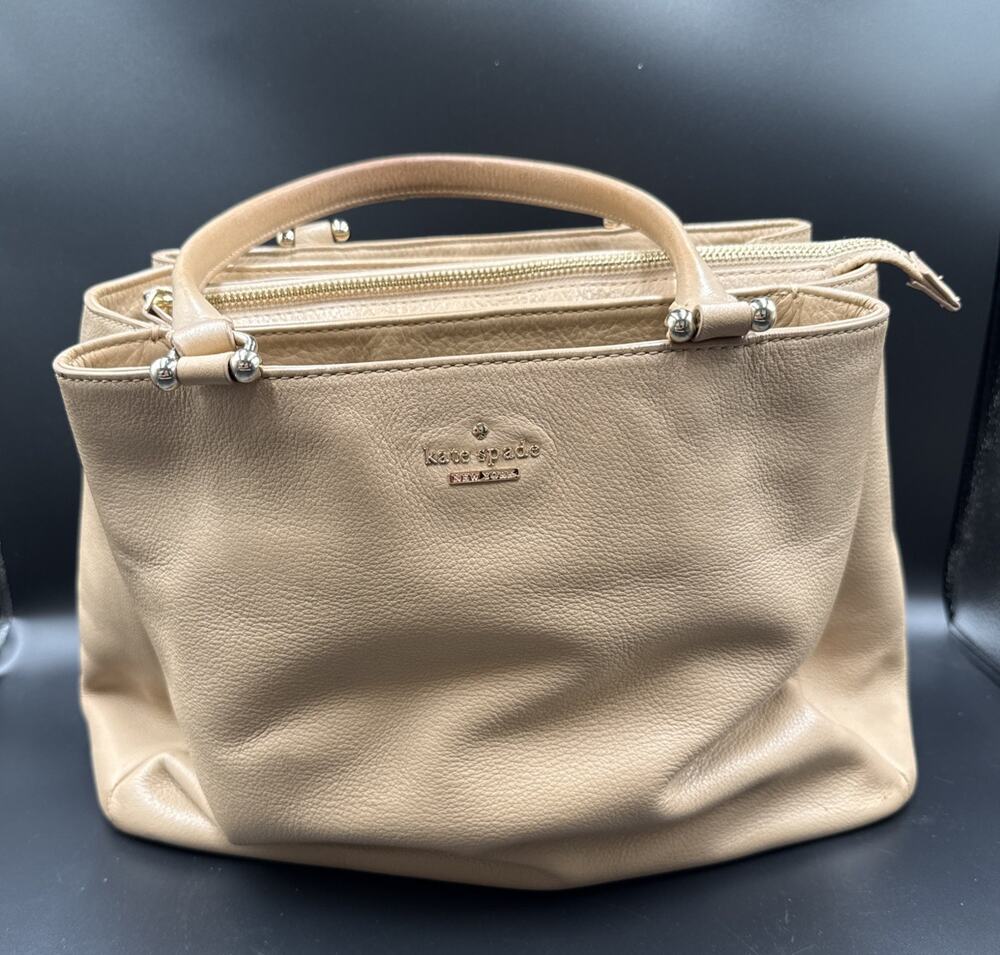 Kate Spade Lombard Street Neve Warm Vellum Peach Leather Tote Minor Stain